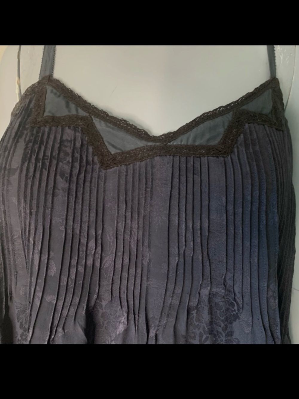 REBECCA TAYLOR 100% Silk Jacquard Blue Loose Fit Tank Size 8 - Picture 5 of 16